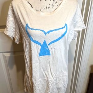 Blue Whale Tail Crazy Shirts Coconut Dyed Cream T-shirt Tee